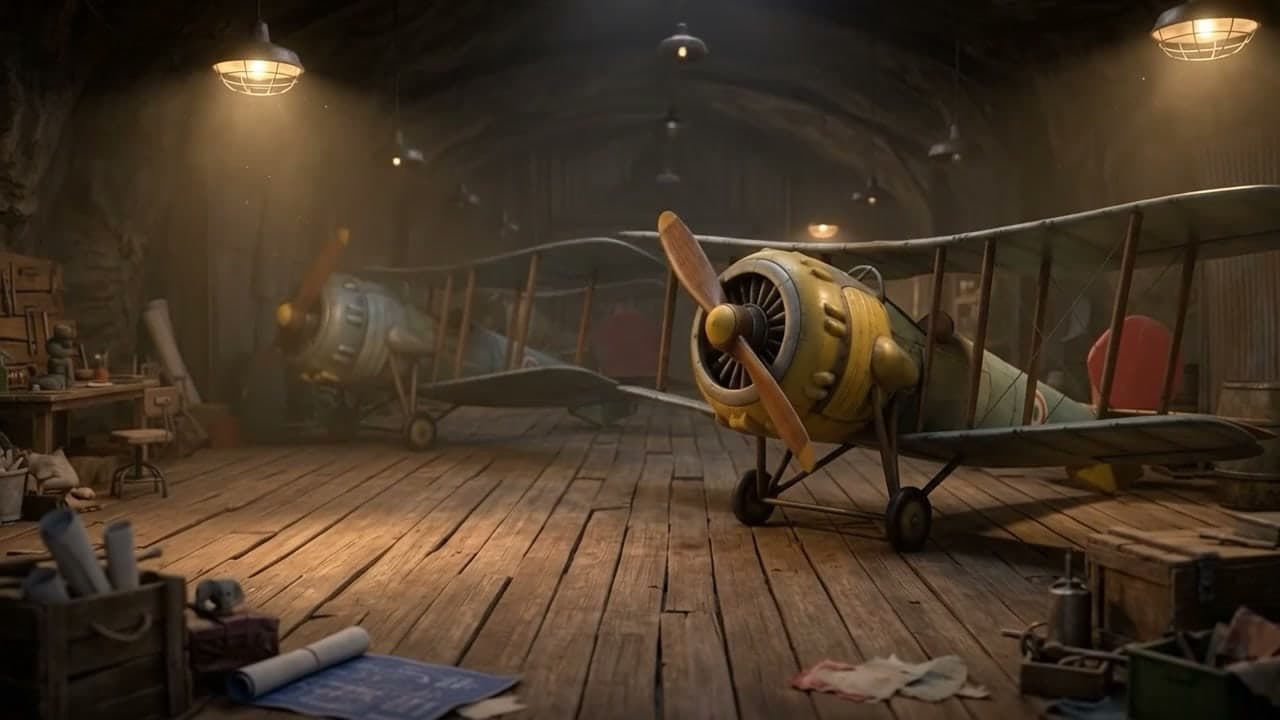The Aviator, a biplane hidden in an underground hangar, from the World of Mice trailer