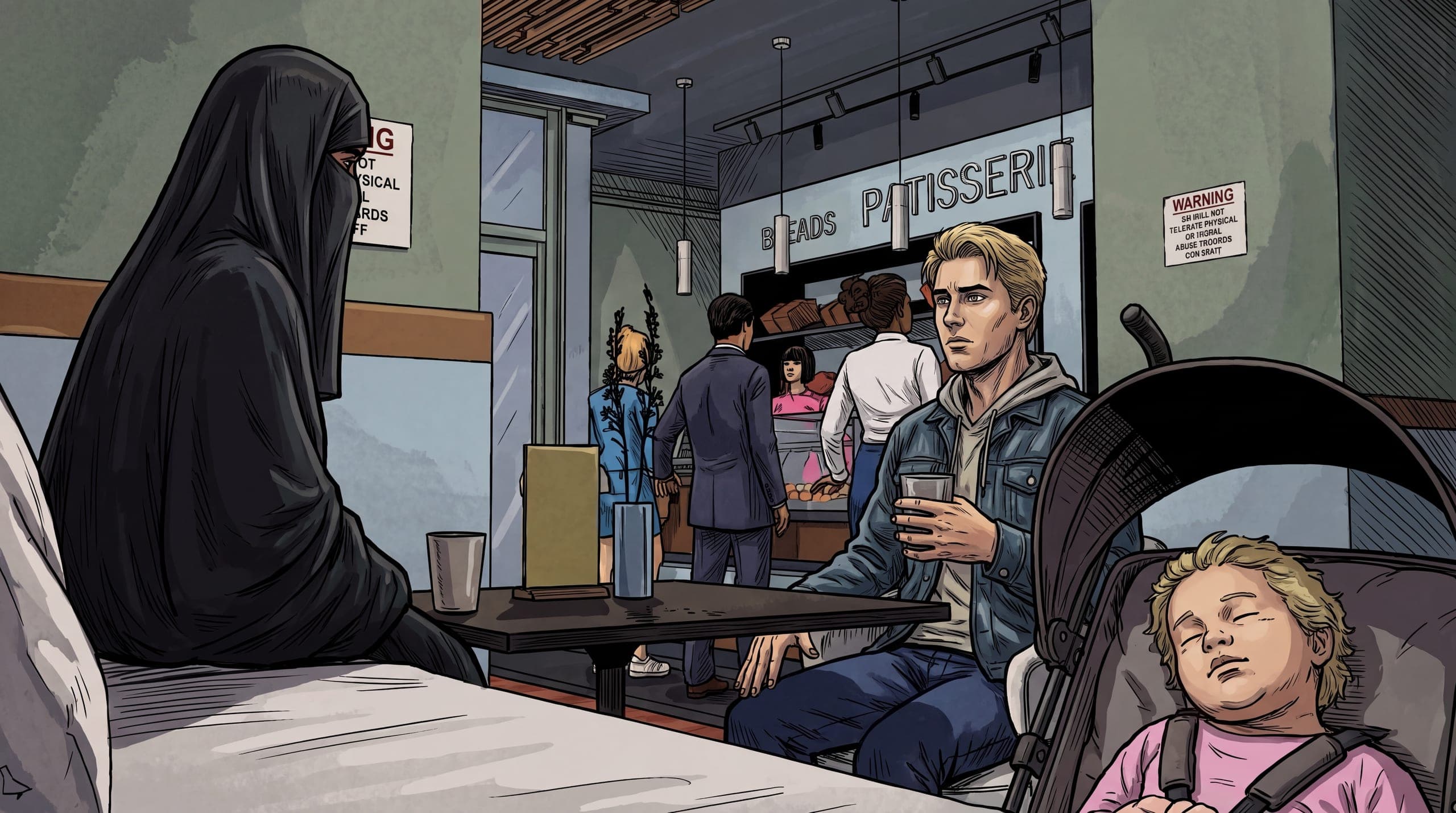 A cafe, from Mostly Peaceful