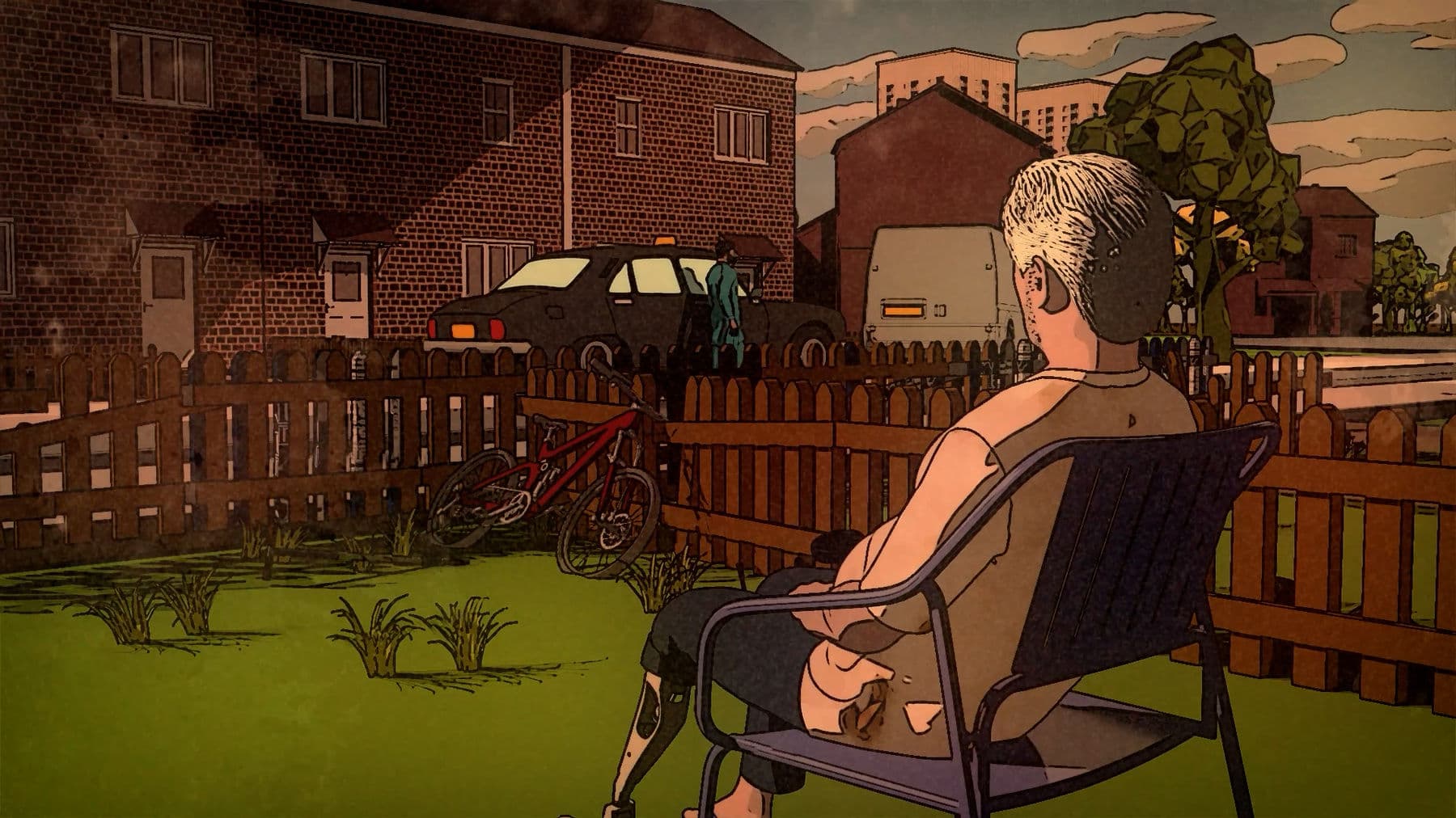 A still from Mostly Peaceful, an animated drama